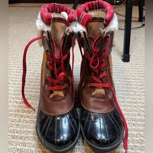 AK Grania Ankle Duck Boots Womens 8M Winter‎ Waterproof Plaid Faux Fur